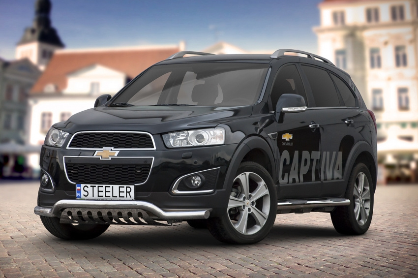 Kuvassa STEELER Etupuskurin suojarauta Chevrolet Captiva 2012-