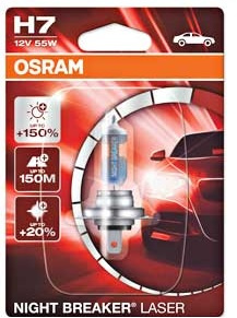 Kuvassa Osram Halogen Polttimo H7, 12V, 55W