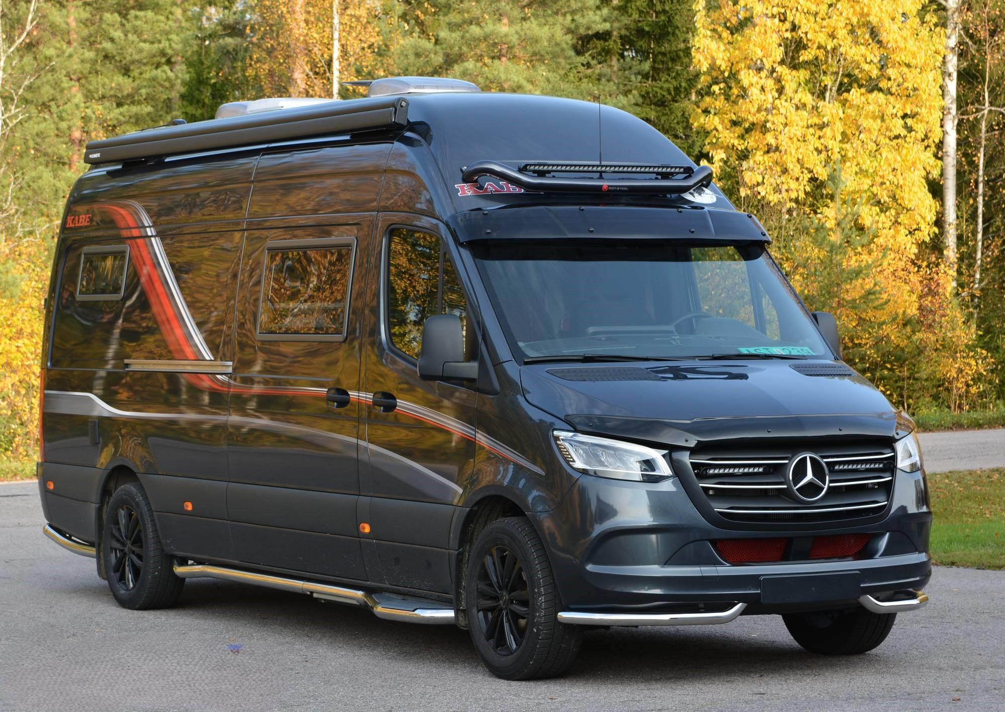 Kuvassa Kylkiputket astimilla Kabe matkailuauto 2019-