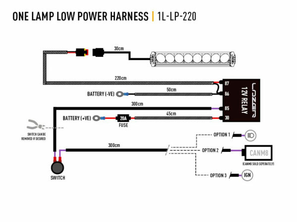 Lazer Single Lamp Wiring Kit, 12V - Image 2