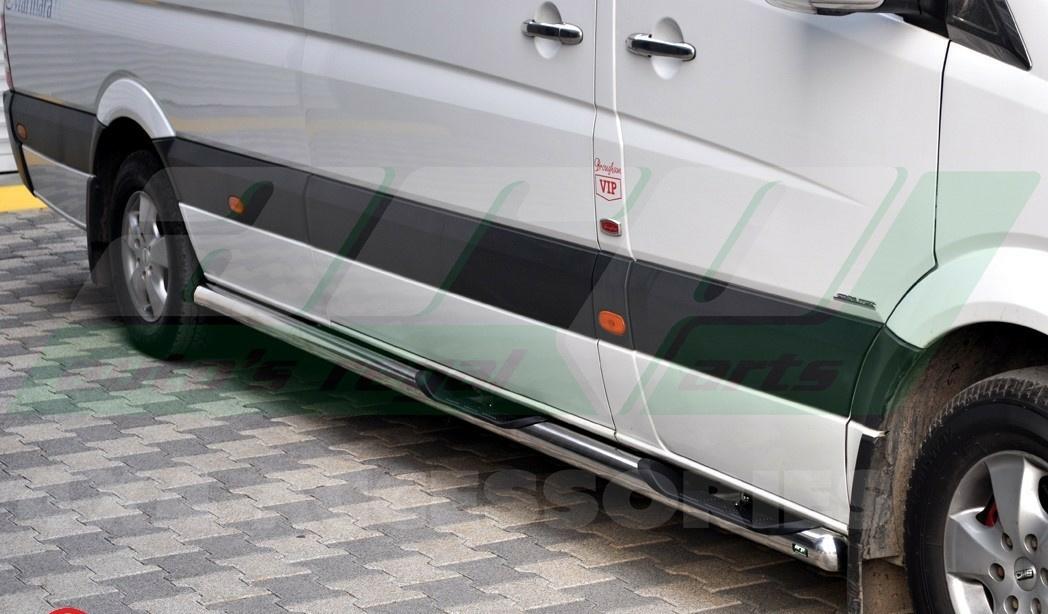 Kuvassa Kylkiputket muoviaskelmilla MB Sprinter 2006-, SWB