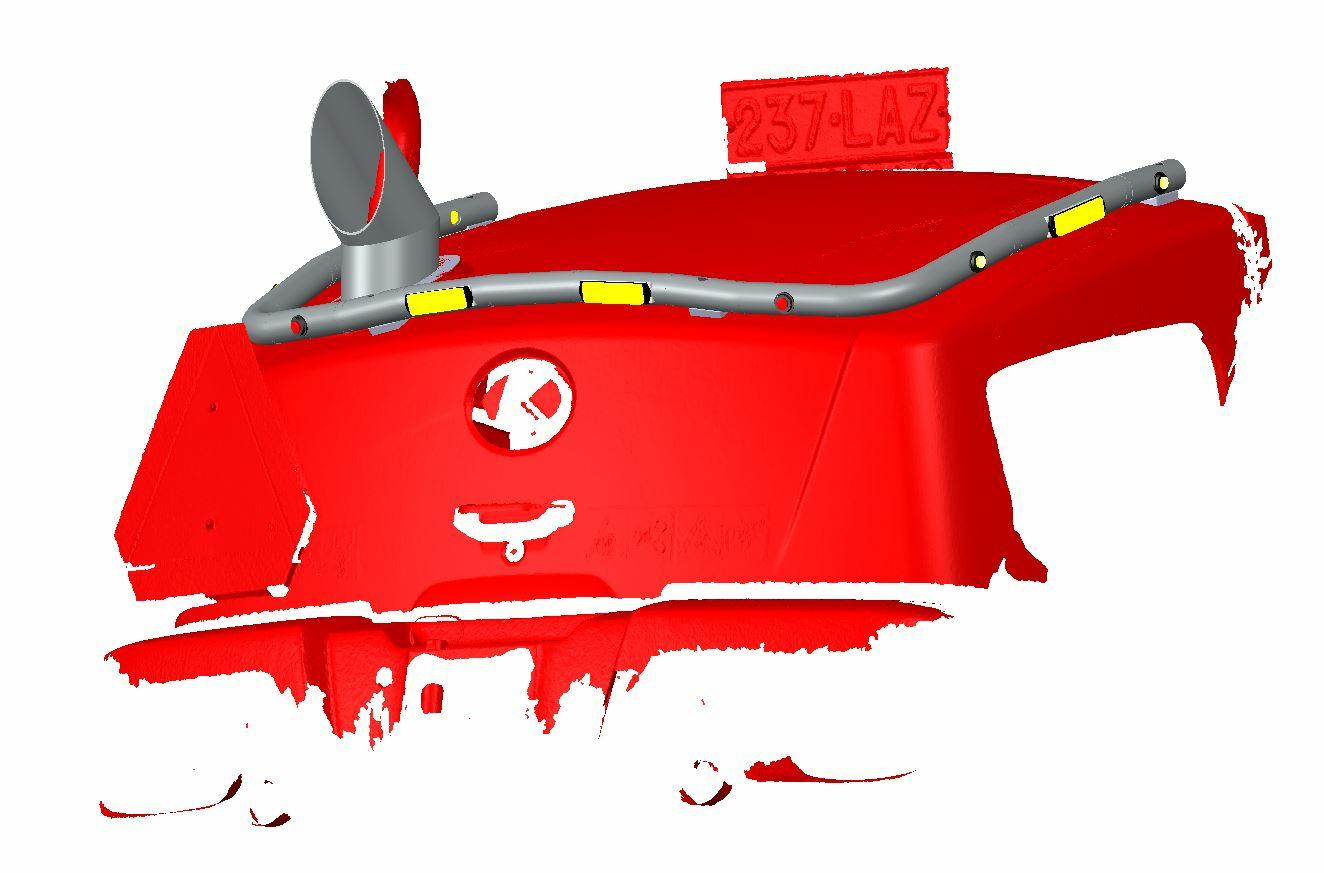 Kuvassa Lisävaloteline konekopan päälle Kubota R070 ja R090