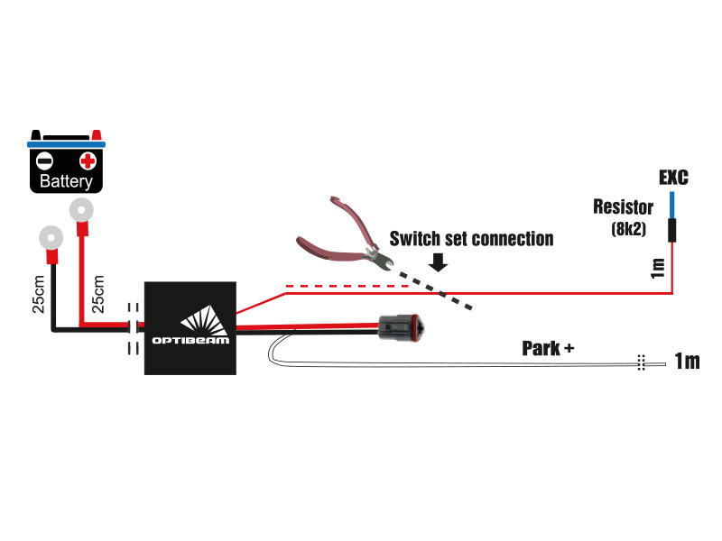 Optibeam Johtosarja 1 Lisävalolle (3-NAP DT) - Image 2