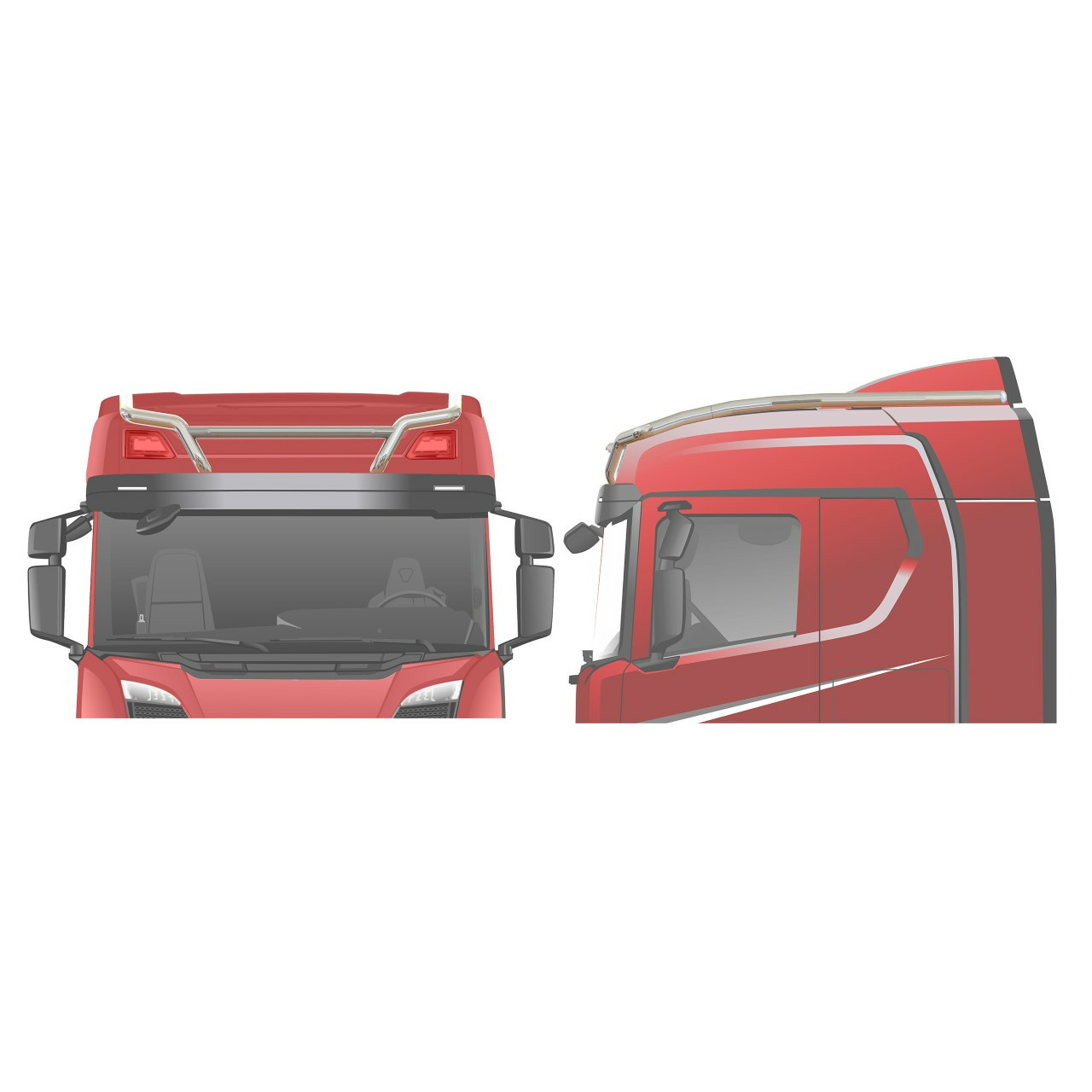 Kuvassa Lisävaloteline katolle Pro Long V20 Scania NextGen Normaali S45/53