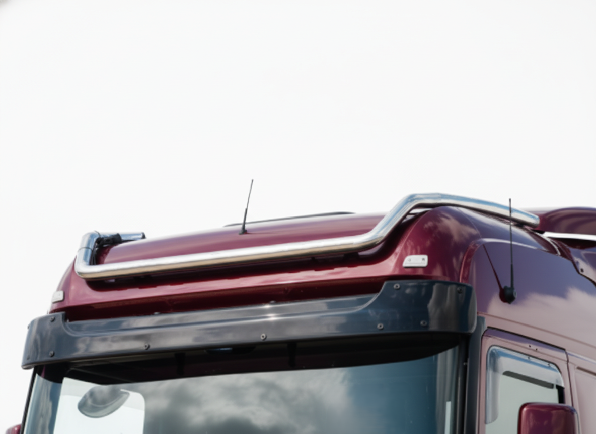 Kuvassa Lisävaloteline katolle sivujatkoilla MB Actros BigSpace 2,5m