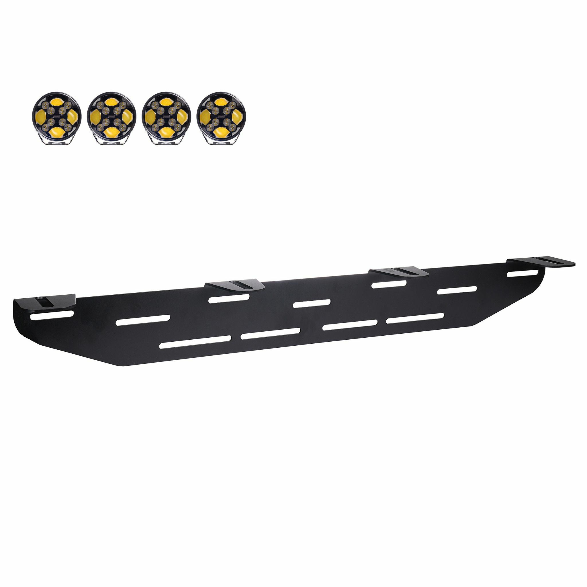 Kuvassa Rekisterikilpiteline Purelux HD - 4 Lisävalolle (max 240mm)