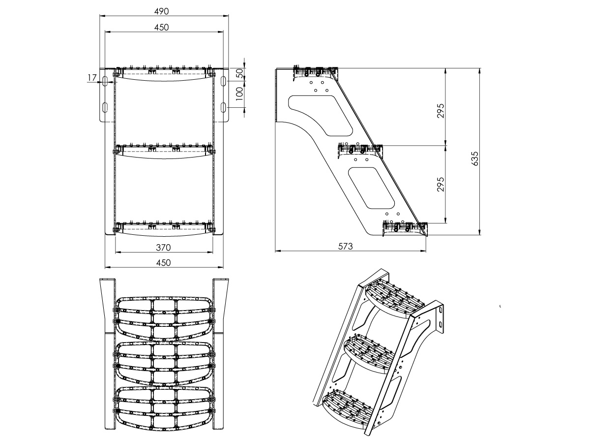 Nousuportaat 3 askelmaa kuumasinkitty - Image 3
